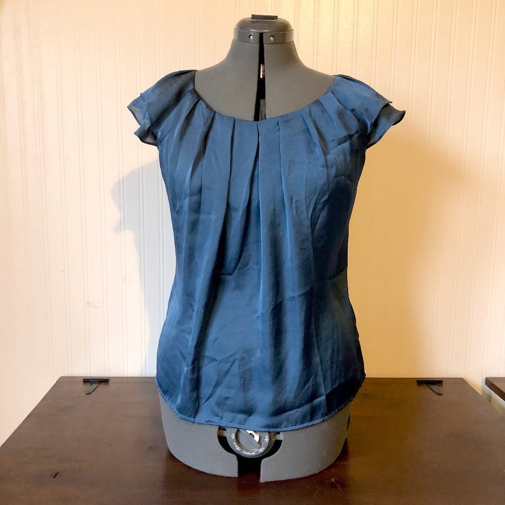 LAST CHANCE! Lovely, Silky Slate Blue Blouse, S - Picture 1 of 5
